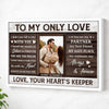 Personalized To My Only Love Canvas - Custom Couple Wall Art Romantic Anniversary Gift - White Frame / 12x9