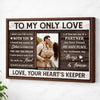 Personalized To My Only Love Canvas - Custom Couple Wall Art Romantic Anniversary Gift - Brown Frame / 12x9