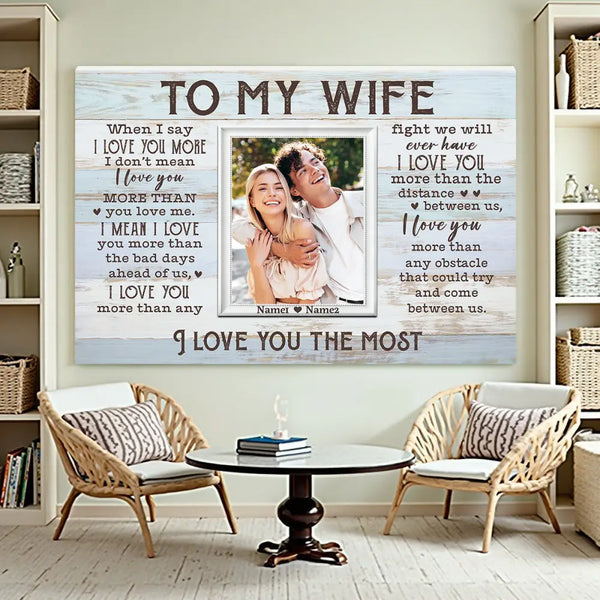 Personalized To My Wife Canvas Wall Art For Couple Custom Photo Anniversary Husband And Wife.