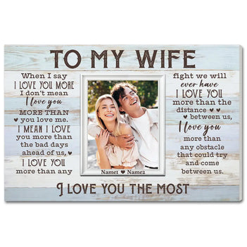 Personalized To My Wife Canvas Wall Art For Couple Custom Photo Anniversary Husband And Wife.