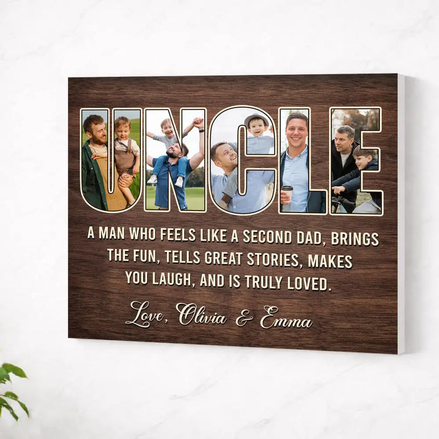 Personalized Uncle Canvas Custom Photo Wall Art Father’s Day Gift For Who Loves Like A Second Father - No Frame / 14x11