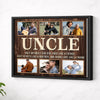 Personalized Uncle Canvas Prints - Gift for - Custom Photo Collage Keepsake - Black Frame / 14x11