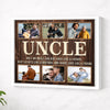 Personalized Uncle Canvas Prints - Gift for - Custom Photo Collage Keepsake - White Frame / 14x11