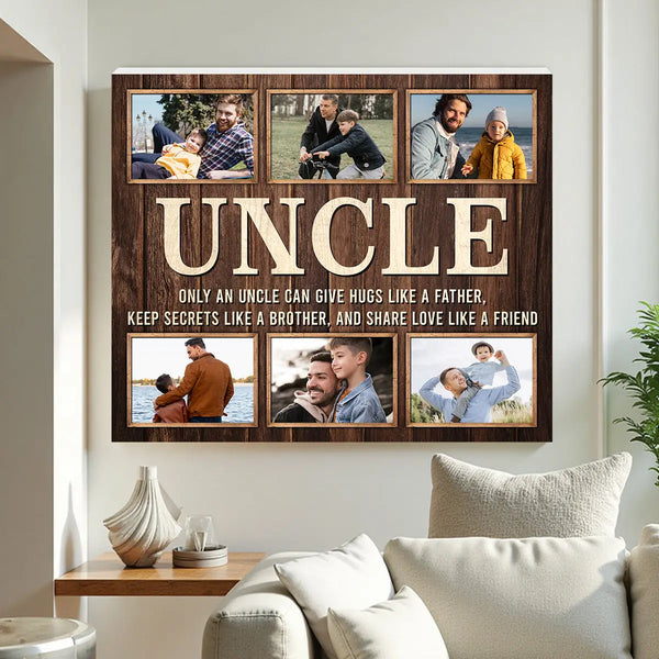 Personalized Uncle Canvas Prints - Gift for - Custom Photo Collage Keepsake