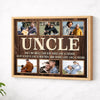 Personalized Uncle Canvas Prints - Gift for - Custom Photo Collage Keepsake - Natural Frame / 14x11