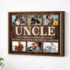 Personalized Uncle Canvas Prints - Gift for - Custom Photo Collage Keepsake - Brown Frame / 14x11