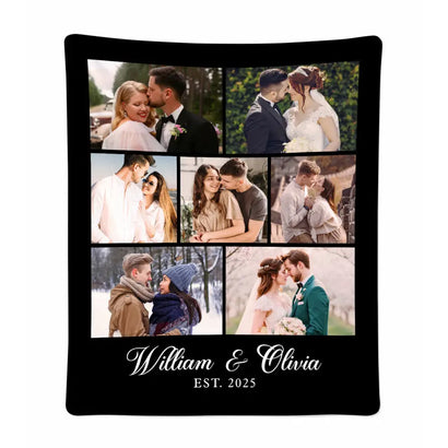 Personalized Couple Blanket With Photo Collage Wedding Anniversary And Valentine’s Day Gift Custom Design For Husband