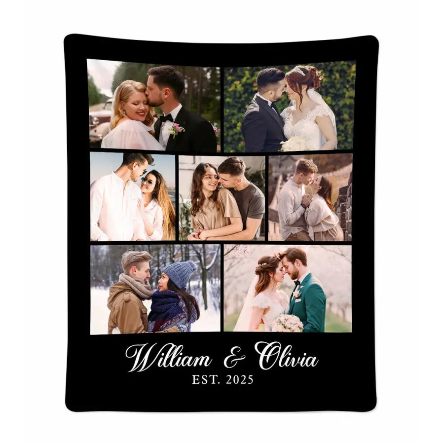 Personalized Couple Blanket With Photo Collage Wedding Anniversary And Valentine’s Day Gift Custom Design For Husband