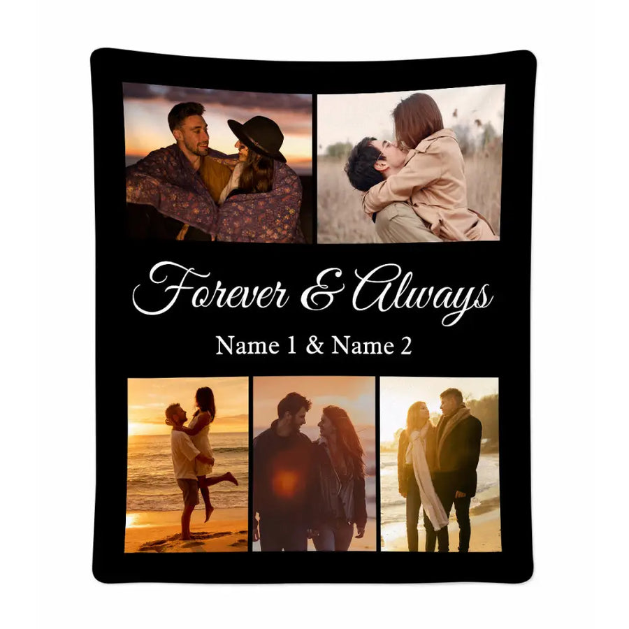 Personalized Forever And Always Couple Blanket Custom Photo Gift For Boyfriend Girlfriend On Valentine’s Day