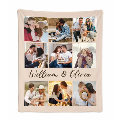 Personalized Couple Photo Collage Blanket Custom Gift For Boyfriend Girlfriend On Valentine’s Day And Anniversary