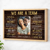 Personalized We Are A Team Canvas Wall Art Custom Photo Couple Anniversary Gift For Husband And Wife - Natural Frame