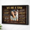 Personalized We Are A Team Canvas Wall Art Custom Photo Couple Anniversary Gift For Husband And Wife - Black Frame