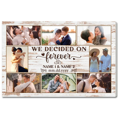 Personalized We Decided on Forever Canvas - Custom Wedding or Engagement Wall Art Couple Gift - 12x9