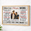 Personalized When I Say Love You More Canvas - Custom Couple Wall Art Anniversary Gift - Natural Frame / 12x9