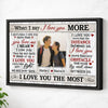 Personalized When I Say Love You More Canvas - Custom Couple Wall Art Anniversary Gift - Black Frame / 12x9