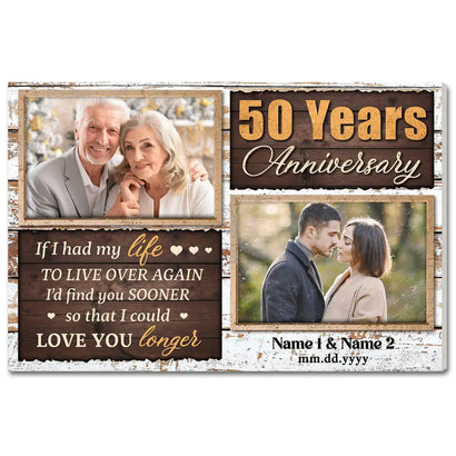 Personalized Years Together Canvas Wall Art Custom Photo Anniversary Gift Wedding For Couple