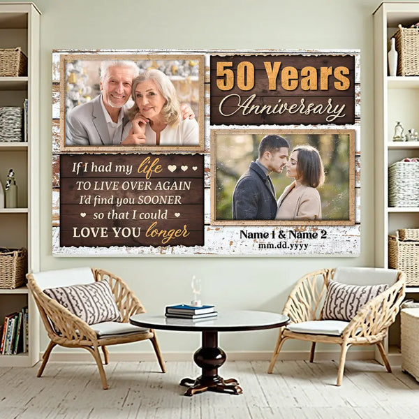 Personalized Years Together Canvas Wall Art Custom Photo Anniversary Gift Wedding For Couple