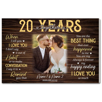 Personalized Years Together Canvas Wall Art Custom Photo Love Story Anniversary Gift For Husband And Wife