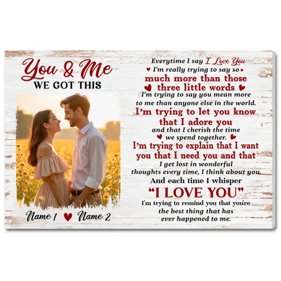 Personalized You And Me We Got This Canvas - Custom Couple Wall Art Anniversary Gift - 12x9