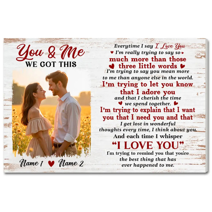 Personalized You And Me We Got This Canvas - Custom Couple Wall Art Anniversary Gift - 12x9
