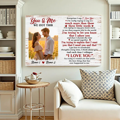 Personalized You And Me We Got This Canvas - Custom Couple Wall Art Anniversary Gift - 12x9