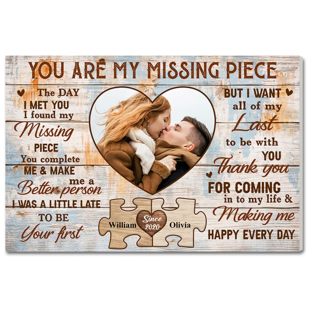 Personalized You Are The Missing Piece Couple Canvas Wall Art – Groky Art